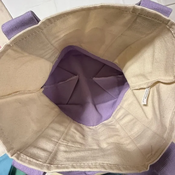 Trader Joe’s Mini Canvas Tote Bag Pastel Pink Blue Green Purple Reusable NWT - Picture 6 of 7